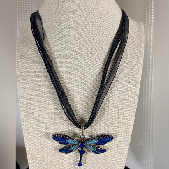 Jewelry - Blue and Silver Dragonfly Pendant Necklace